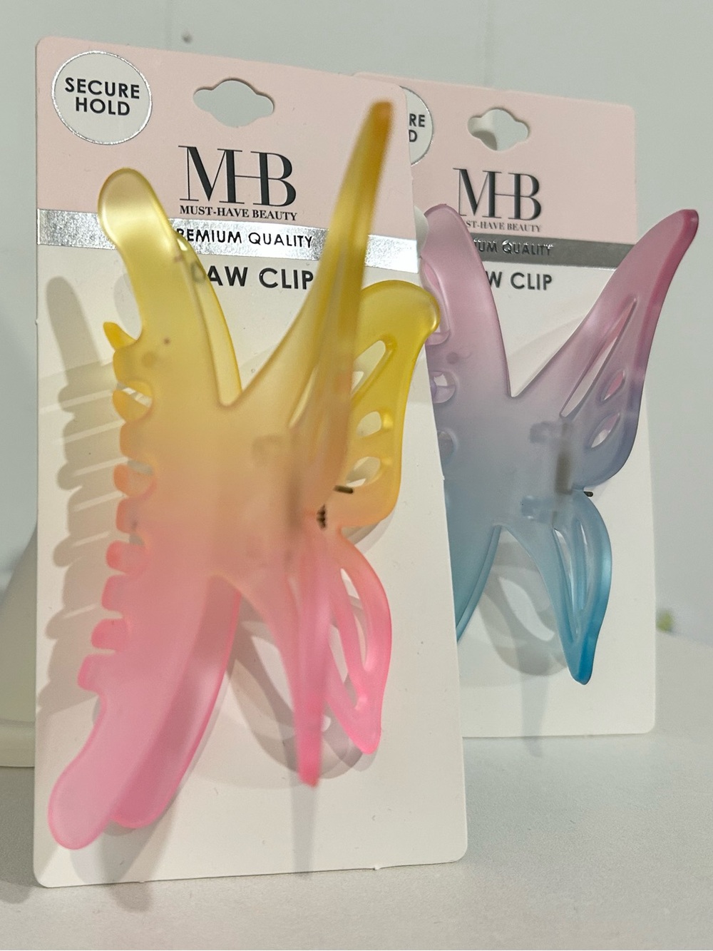 MB Just-Have Beauty Butterfly Claw Clip - Pastel Yellow/Pink & Blue/Purple (Set) - Picture 2 of 2